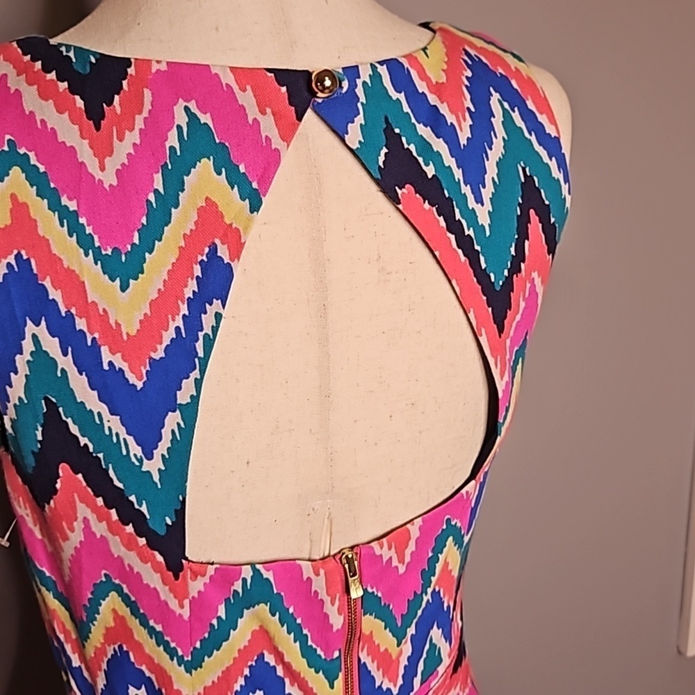 Lilly Pulitzer Kirkland Hearts a Flutter Chevron Keyhole Back Colorful Dress - Picture 6 of 8